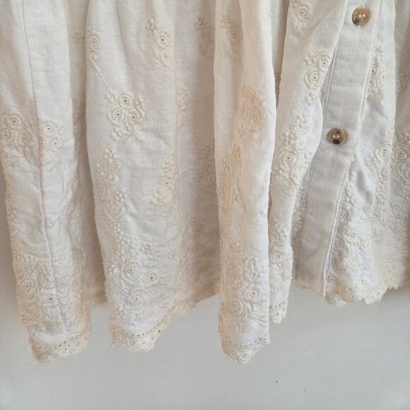 ZARA Cream Embroidered Boho Blouse/Tunic 100% cotton - Picture 7 of 13